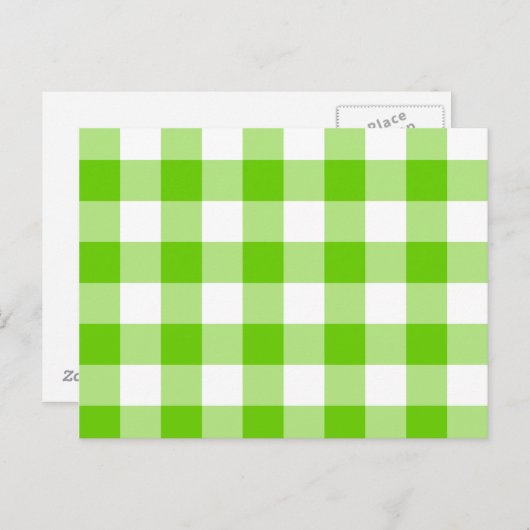 Kiwi Green Gingham Briefkaart (Voorkant / Achterkant)