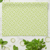 Kiwi Green Greek Key Pattern Theedoek (Gevouwen)