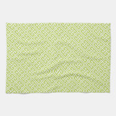 Kiwi Green Greek Key Pattern Theedoek (Horizontaal)