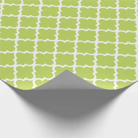 Kiwi Green Quatrefoil Tiles Pattern Cadeaupapier (Hoek)