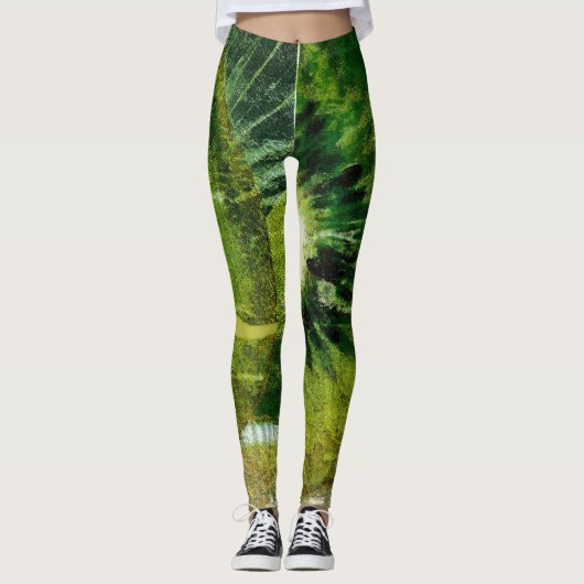 Kiwi Green Tie Dye New Leggings (Voorkant)