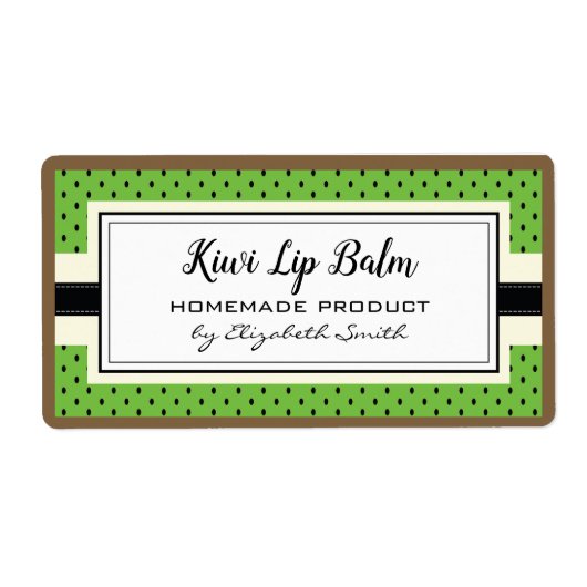 Kiwi groene fruit smaak lipbalm verpakking label (Voorkant)