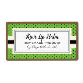 Kiwi groene fruitsmaak lip balsem verpakking label (Voorkant)
