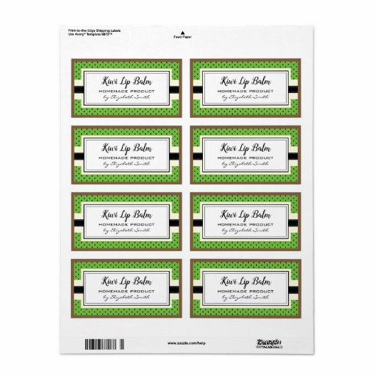 Kiwi groene fruitsmaak lip balsem verpakking label (Full Sheet)