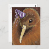 Kiwi in een Party Pet - Bird Art Briefkaarten (Voorkant / Achterkant)