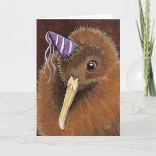 Kiwi in een Pet van een partij - Bird Art  Card Kaart