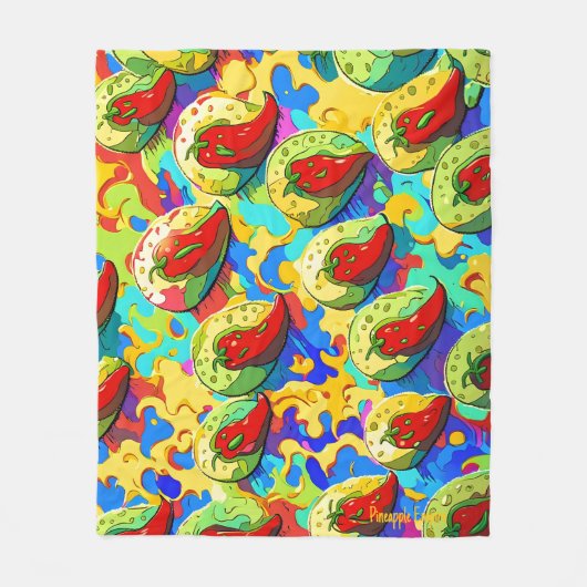Kiwi Inferno - Ananas Rijk Fleece Deken (Voorkant)