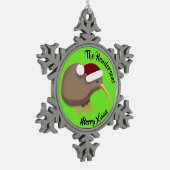 Kiwi Kerstmis Tin Sneeuwvlok Ornament (Links)