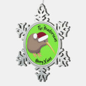 Kiwi Kerstmis Tin Sneeuwvlok Ornament (Rechts)