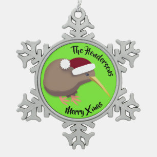 Kiwi Kerstmis Tin Sneeuwvlok Ornament