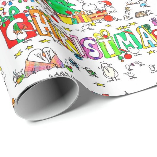Kiwi kerstpapier van Nicole Janes Cadeaupapier (Rol Hoek)