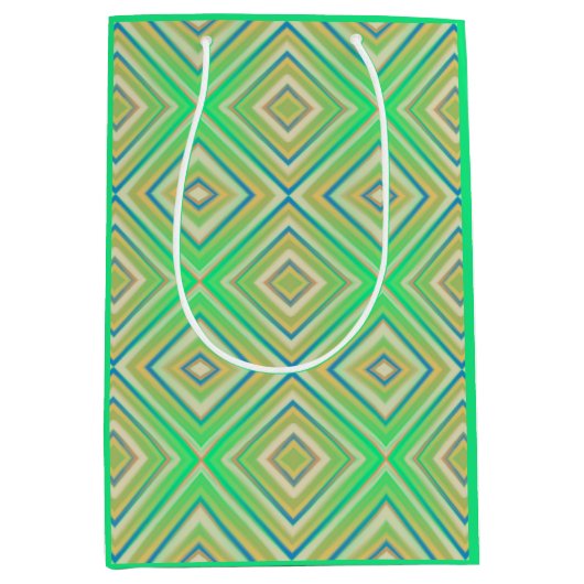 Kiwi Lime Green Alternative Diamond Pattern Medium Cadeauzakje (Voorkant)