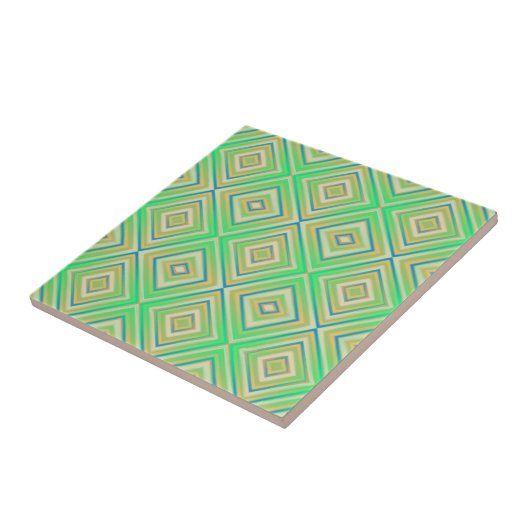 Kiwi Lime Green Alternative Diamond Pattern Tegeltje (Zijkant)