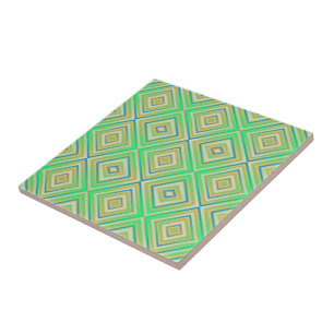 Kiwi Lime Groene Alternatieve Diamant Patroon  Tegeltje