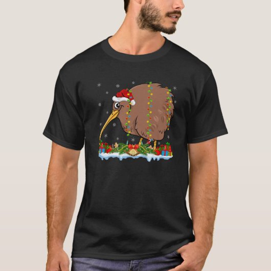 Kiwi Lover Family Matching Santa Hat Kiwi Christma T-shirt (Voorkant)