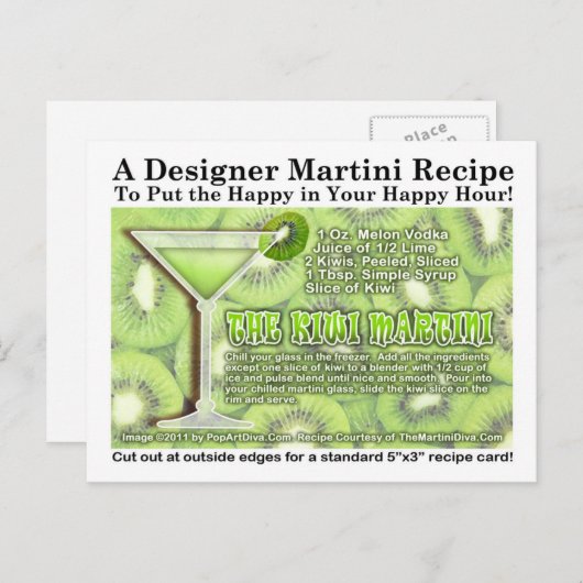 Kiwi Martini Recept Briefkaart (Voorkant / Achterkant)