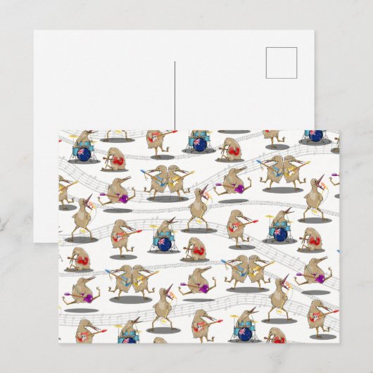Kiwi Music Pattern Briefkaart (Voorkant / Achterkant)
