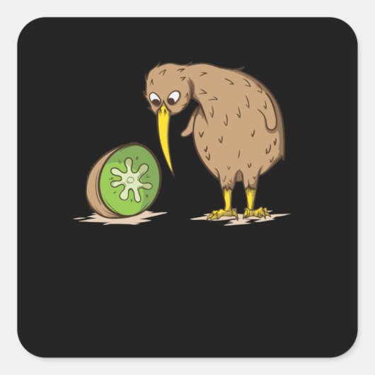 Kiwi Neuseeland flugunfähig Vogel Kiwifrucht Vierkante Sticker (Voorkant)