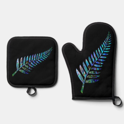 KIWI NEW ZEALAND FERN PAUA OVENWANT & PANNENLAP SET (Voorkant)