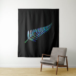KIWI NEW ZEALAND FERN PAUA TAPESTRY WANDKLEED
