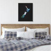 KIWI NEW ZEALAND MAP PAUA CANVAS AFDRUK (Insitu (Slaapkamer))