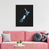 KIWI NEW ZEALAND MAP PAUA CANVAS AFDRUK (Insitu (Woonkamer))