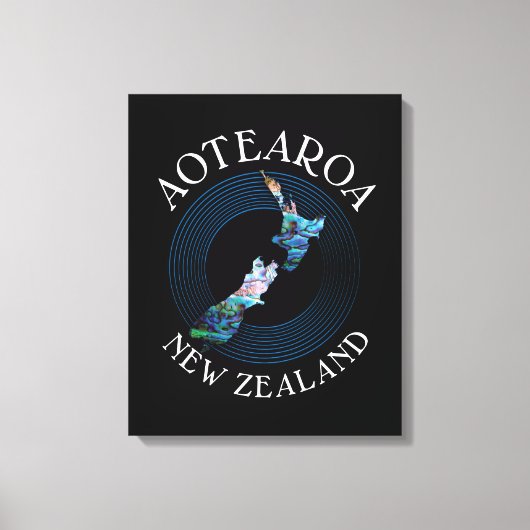 KIWI NEW ZEALAND MAP PAUA CANVAS AFDRUK (Voorkant)