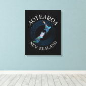 KIWI NEW ZEALAND MAP PAUA CANVAS AFDRUK (Insitu (Houten vloer))
