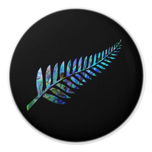 KIWI NEW ZEALAND PAUA FERN KERAMISCHE KNOP (Voorkant)