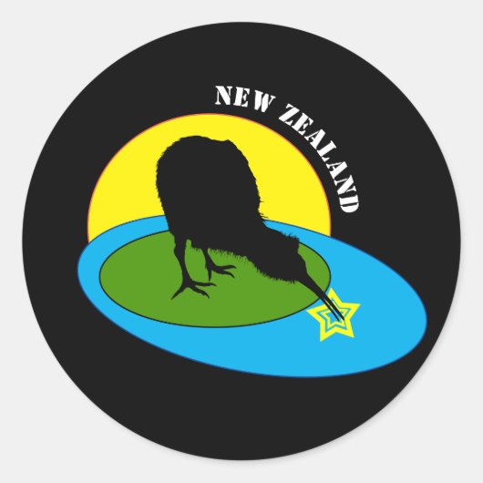 Kiwi - Nieuw-Zeelandse Vogel & Bro Mode (reizen) Ronde Sticker (Voorkant)