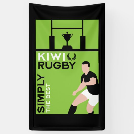Kiwi NZ Rugby Spelers Kunst Spandoek (Verticaal)