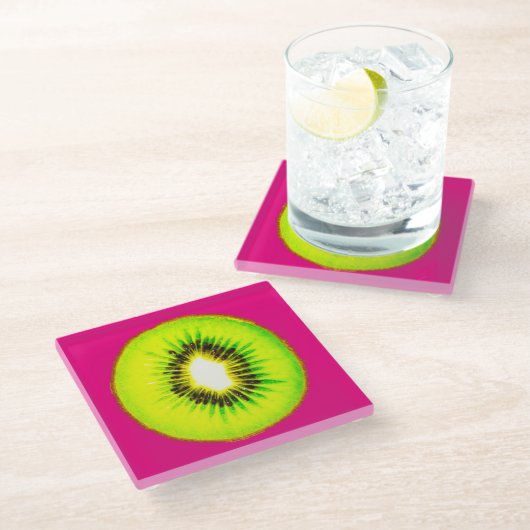 Kiwi Pattern Glazen Onderzetter (Schuin)
