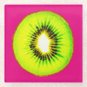 Kiwi Pattern Glazen Onderzetter (Voorkant)