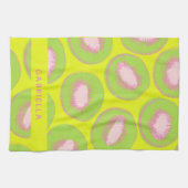 Kiwi Pop Art Fruit Pattern Green Roze gepersonalis Theedoek (Horizontaal)
