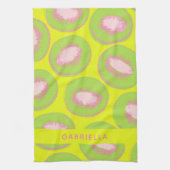 Kiwi Pop Art Fruit Pattern Green Roze gepersonalis Theedoek (Verticaal)