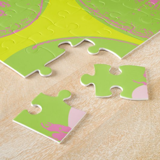 Kiwi Pop Art Fruit Pattern in Chartreuse en Pink Legpuzzel (Zijkant)