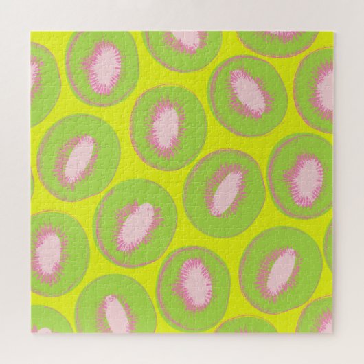 Kiwi Pop Art Fruit Pattern in Chartreuse en Pink Legpuzzel (Horizontaal)