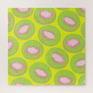 Kiwi Pop Art Fruit Pattern in Chartreuse en Pink Legpuzzel