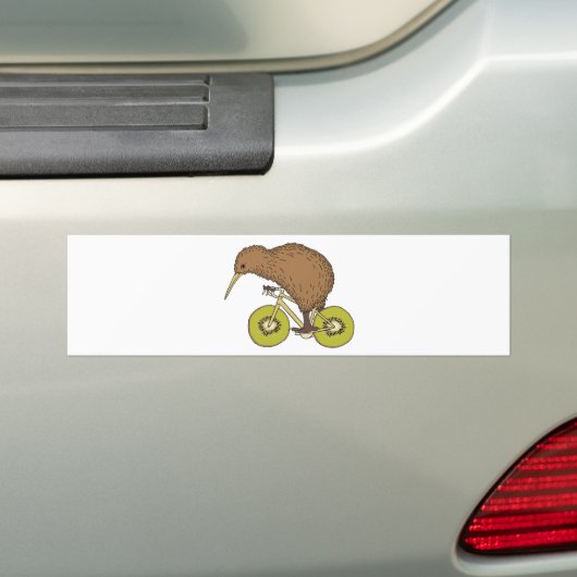 Kiwi Riding Bike met Kiwi Wheels Bumpersticker (Op auto)