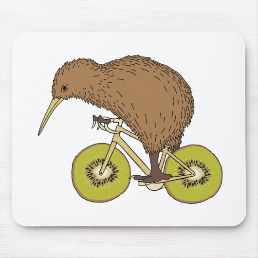 Kiwi Riding Bike met Kiwi Wheels Muismat (Voorkant)