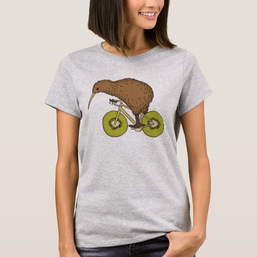 Kiwi Riding Bike met Kiwi Wheels T-shirt (Voorkant)