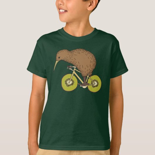 Kiwi Riding Bike met Kiwi Wheels T-shirt (Voorkant)