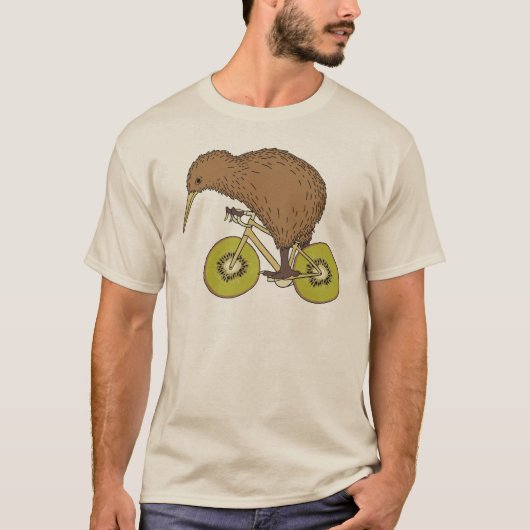 Kiwi Riding Bike met Kiwi Wheels T-shirt (Voorkant)