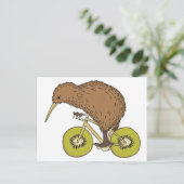 Kiwi Riding Bike With Kiwi Wheels Briefkaart (Staand voorkant)