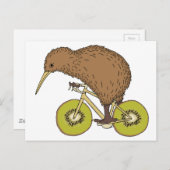 Kiwi Riding Bike With Kiwi Wheels Briefkaart (Voorkant / Achterkant)