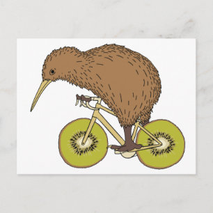 Kiwi Riding Bike With Kiwi Wheels Briefkaart