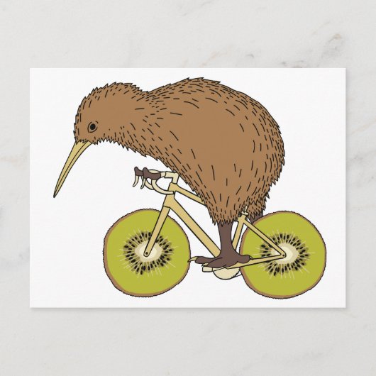 Kiwi Riding Bike With Kiwi Wheels Briefkaart (Voorkant)