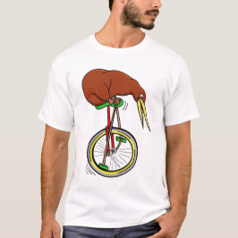 Kiwi rijden op een eenwieler peddelen met lange pa t-shirt