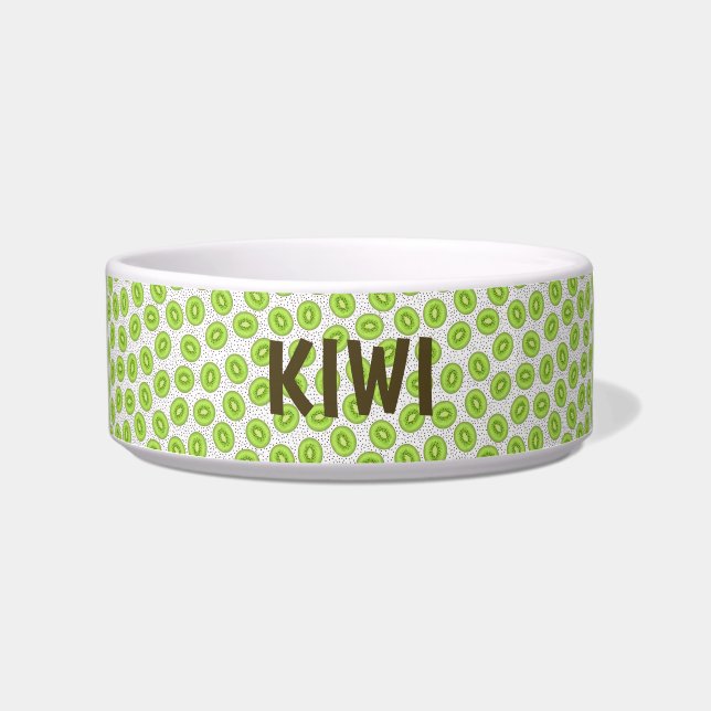 Kiwi Seeds Ceramic Pet Bowl Voerbakje (Voorkant)
