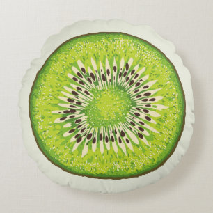 Kiwi Slice-illustratiepatroon Rond Kussen